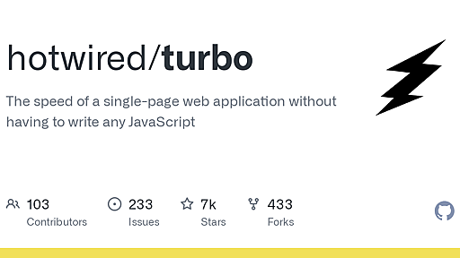 GitHub - hotwired/turbo: The speed of a single-page web application without having to write any JavaScript