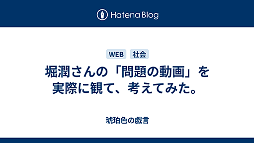 堀潤さんの「問題の動画」を実際に観て、考えてみた。 - 琥珀色の戯言