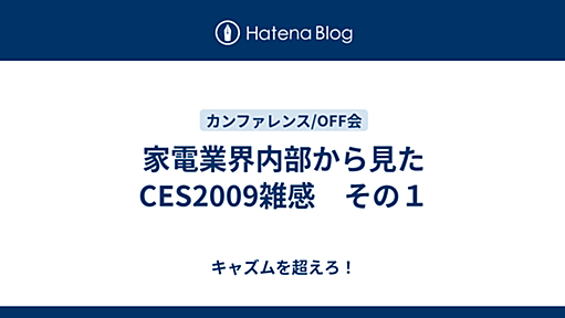 家電業界内部から見たCES2009雑感　その１ - キャズムを超えろ！