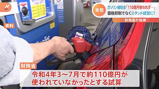 ガソリン補助金　価格引き下げではなく、スタンドの経営改善に使われていた・・　財務省の試算では約１１０億円「消失」　予算執行調査 | TBS NEWS DIG