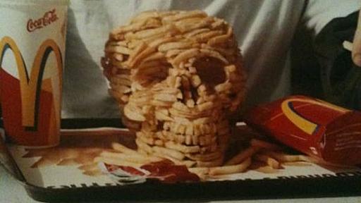 Skull made of McDonald's fries