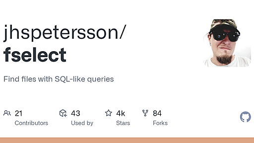 GitHub - jhspetersson/fselect: Find files with SQL-like queries