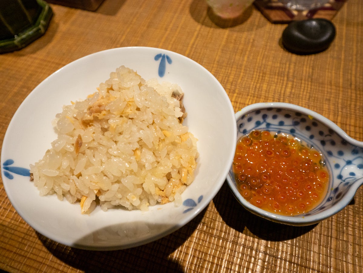 釜炊きご飯と秋鮭、筋子添え