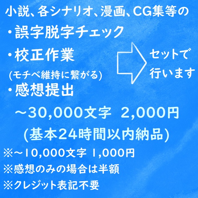 💎誤字脱字確認 校正 感想提出を行います