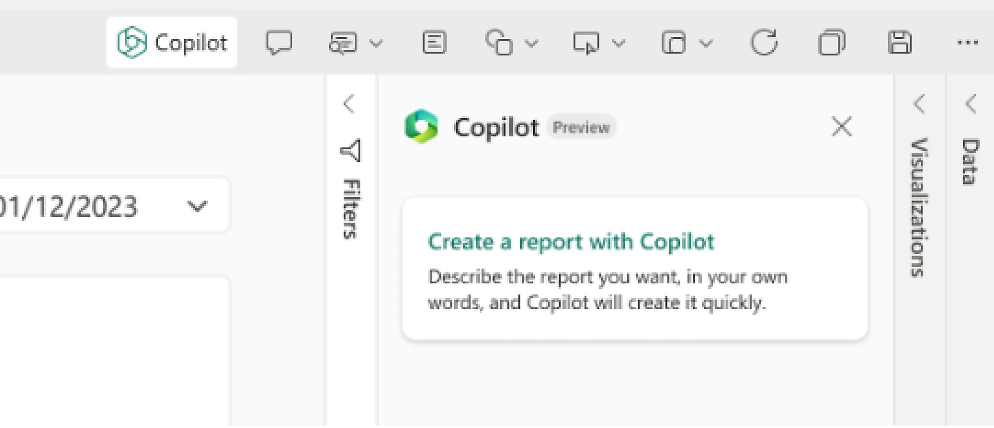 A screenshot of Copilot in Power BI