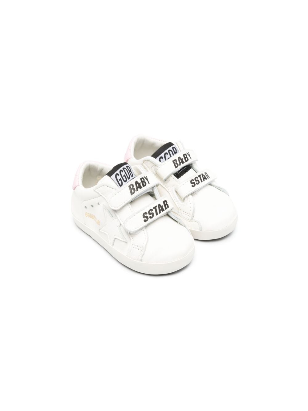 Golden Goose Baby School Leather Sneakers In White