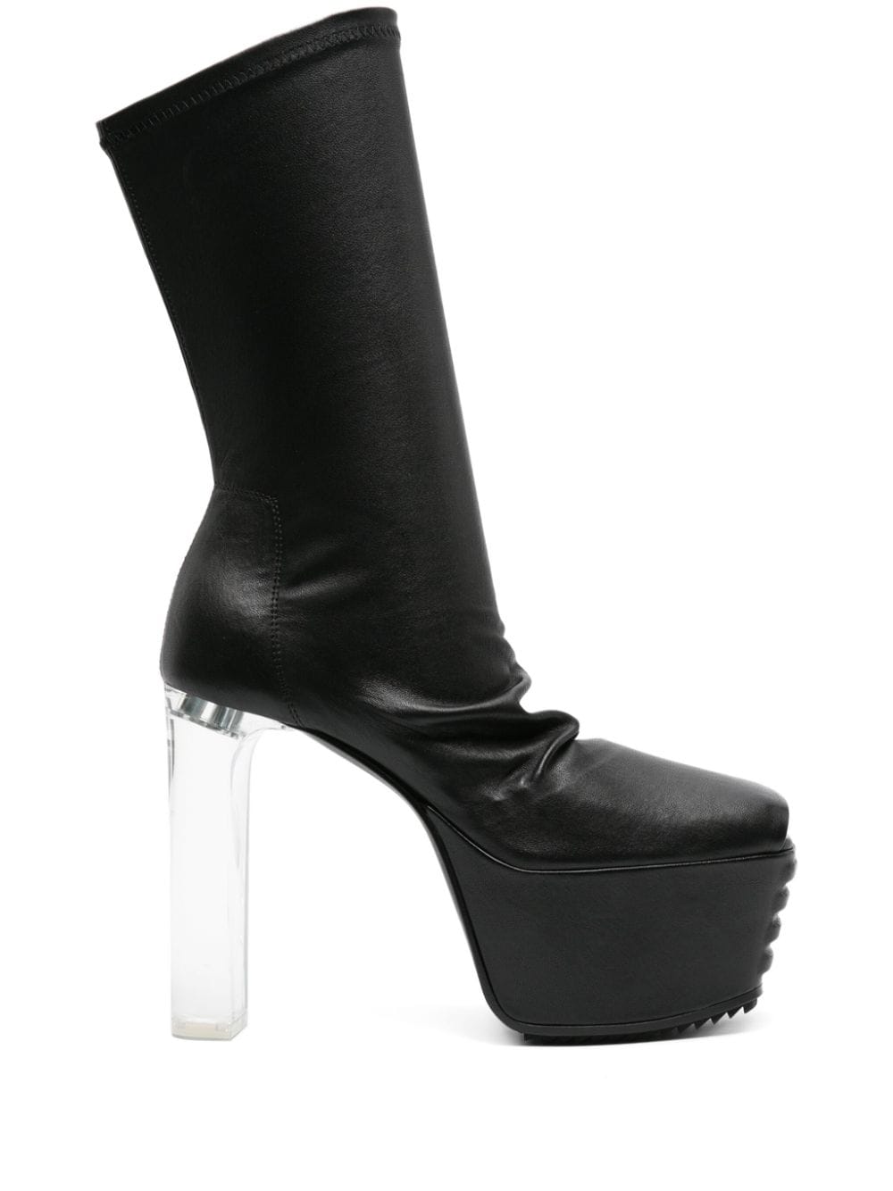 Rick Owens Peep-toe Leather Mid-calf Boots In Black