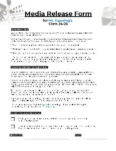 Media Release Form Template