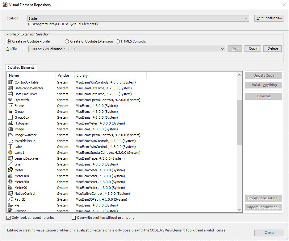 ProductivityCODESYS Visual Element Repository