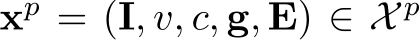 xp = (I, v, c, g, E) ∈ X p