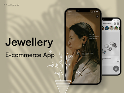 Jewellery E-commerce App + freebie app branding ecommerce fashion figma flat free freebie jewellery modern shop shopping simple ui