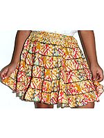 Yellow Printed Malmal Skirt for 4 Year Old Girls