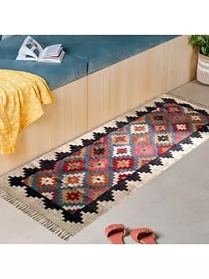 Wool-Jute Mix Multicolor Runners Handmade Floor Rug