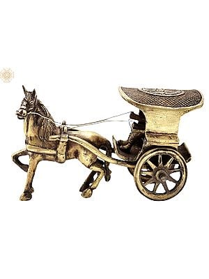 3.5" Vintage Horse Cart | Handmade Brass Casting | Table Decor | Made in India