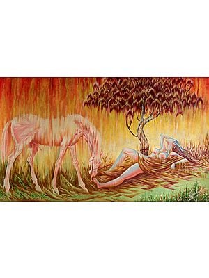 Lady with her Horse | Oil Painting on Canvas