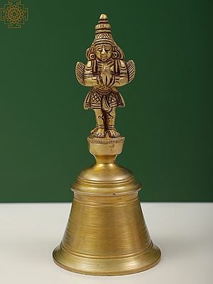 6" Garuda and Hanuman Handheld Bell (Double-Sided Statue) In Brass | Handmade | Made In India