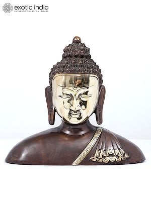 12" Lord Buddha Bust in Brass | Housewarming Gift