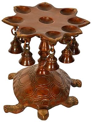 Vastu Tortoise Wick Lamp with Bells