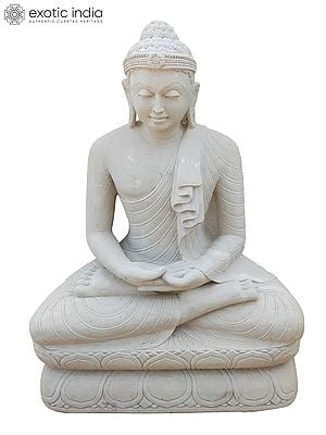 36'' Seated Gautam Buddha Statue In Sandstone