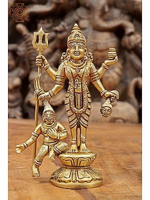 5" South Indian Goddess Kali Idol in Brass | Handmade | Made in India