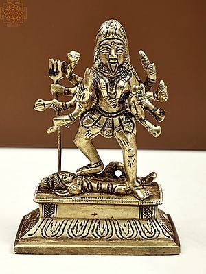 4" Small Maa Kali Brass Statue | Handmade Metal Idols