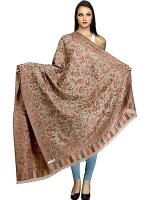 Reversible Jamawar Shawl from Amritsar with Woven Flowers