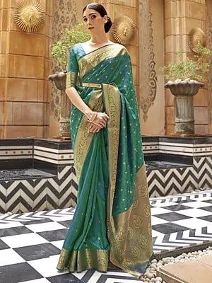 Women's Wedding Wear Pure Kanjivaram Silk Saree with Floral Buttas