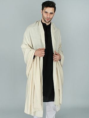 Plain Ivory Pashmina Shawl for Men