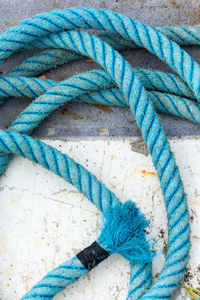 High angle view of ropes on floor