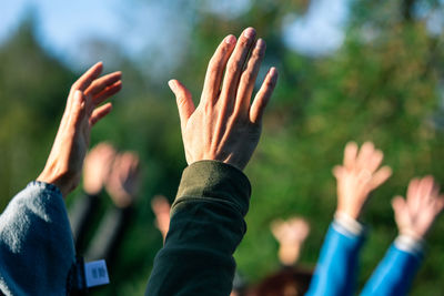 Group of people against blurred background