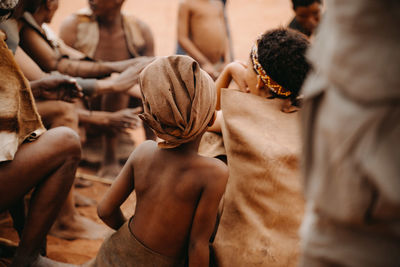 Rear view of people enjoying outdoors