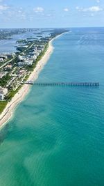 High angle view of sea against sky