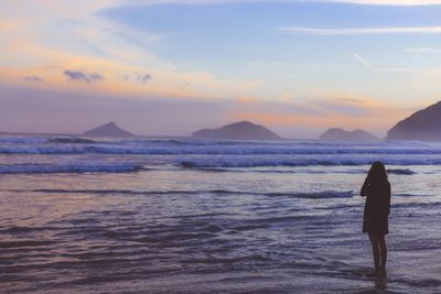 Scenic view of sea at sunset