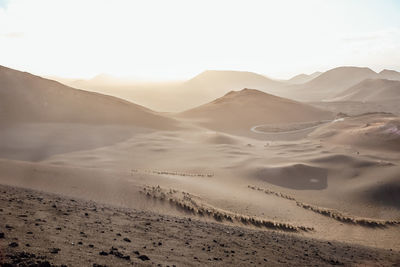 Scenic giew of  volcanic landscape at timanfaya national park, lanzarote island