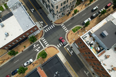 High angle view of buildings in city