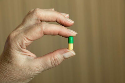 Close-up of person holding hands