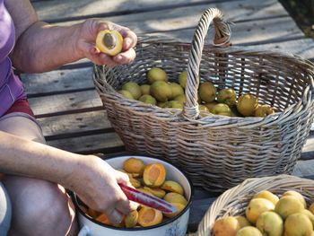 Man holding fruits in basket