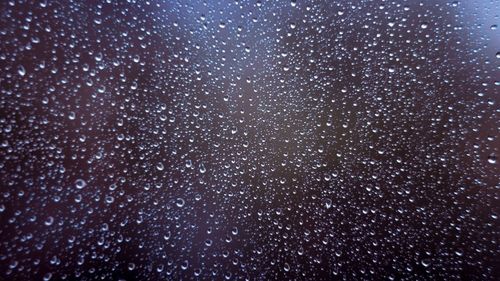 Full frame shot of raindrops on window