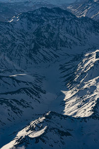 Aerial view of snow covered mountains