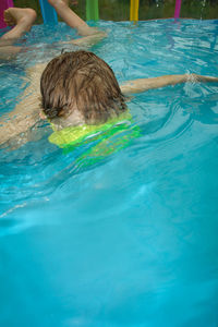 Boy swimming in pool