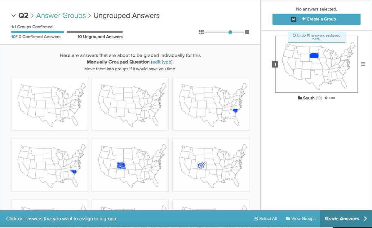 Ungrouped answers for a sample question