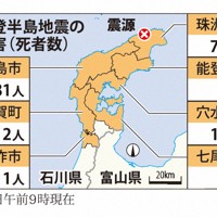 能登半島地震の被害（死者数）＝2024年1月9日午前9時現在