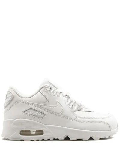 Nike Kids' Air Max 90 Leather Sneakers In White/white/metallic Silver/white