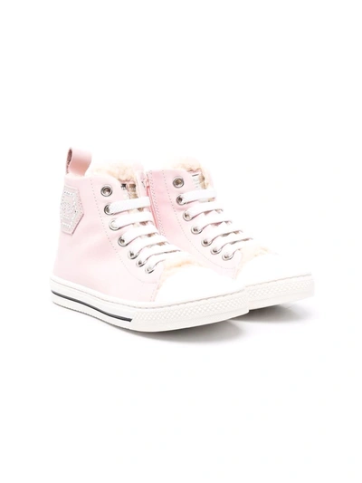 Philipp Plein Kids' Megastar Lace-up Sneakers In Pink