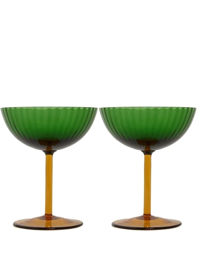 La Doublej Champagne Coupe Glasses (set Of Two) In Verde