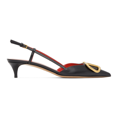 Valentino Garavani Black Vlogo Signature Slingback Pumps