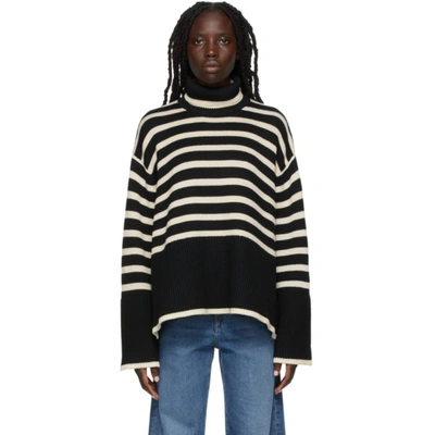 Totême Signature Striped Turtleneck Jumper In Black Stripe