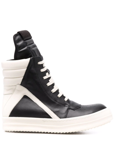 Rick Owens Geobasket Lace-up Leather High-top Trainers In Black