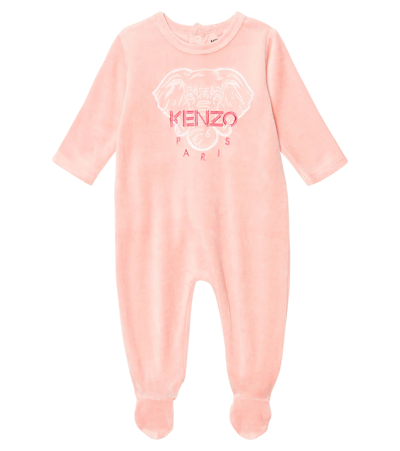 Kenzo Kids' Baby Embroidered Cotton-blend Onesie In Fuchsia