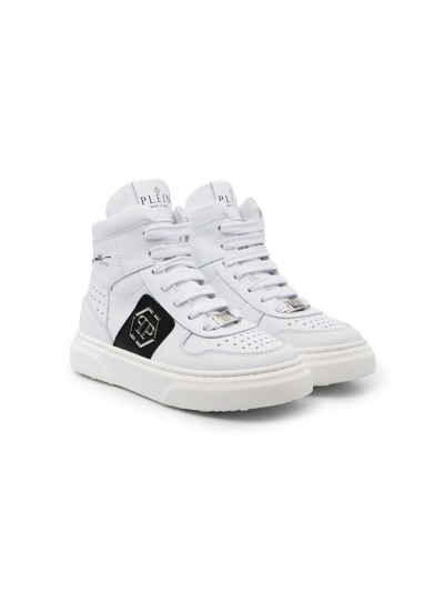 Philipp Plein Kids' Limited Edition Logo Print Sneakers In White